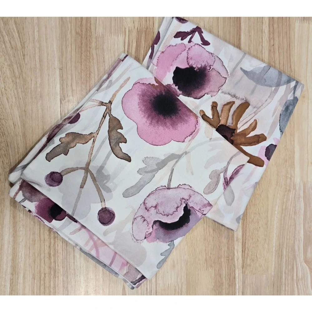 2- IKEA POLARTÅG Brushed Cotton Pillow Cushion Cover 20x20 Zip Floral Watercolor